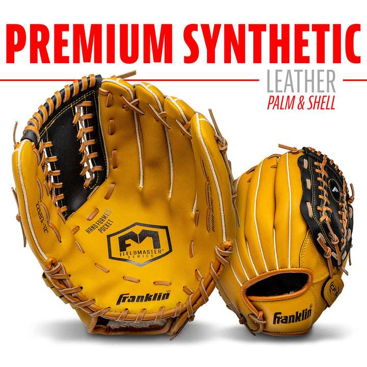 Baseball and Softball Glove - Fieldmaster Adult + Youth Baseball Gloves - Men's + Women's Infield + Outfield Mitt - Right Hand Throw - 12