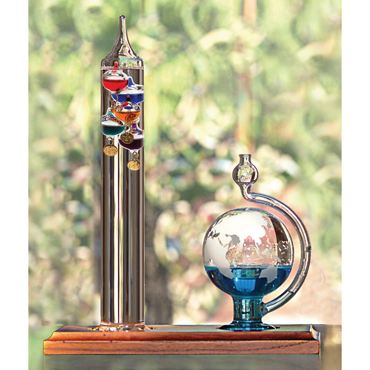 00795A2 Galileo Thermometer with Glass Globe Barometer
