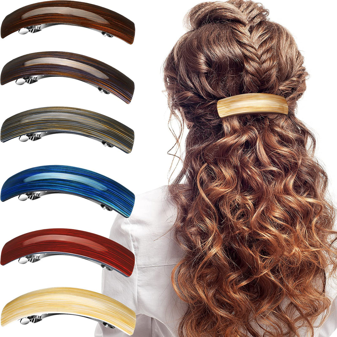 6 Pieces Hair Barrettes for Women Hair Clips Womens Hair Accessories Large French Hair Pin Retro Hair Clasp, 6 Colors (Retro Pattern)
