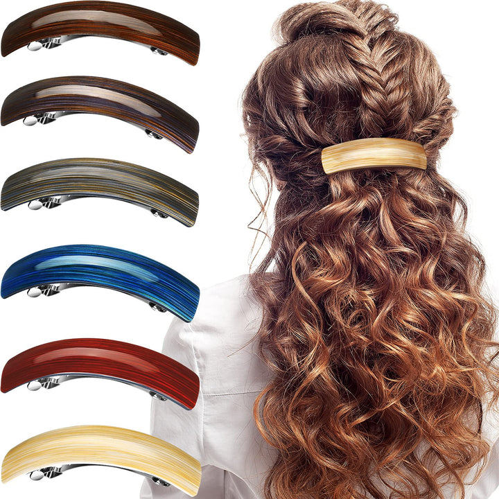 6 Pieces Hair Barrettes for Women Hair Clips Womens Hair Accessories Large French Hair Pin Retro Hair Clasp, 6 Colors (Retro Pattern)