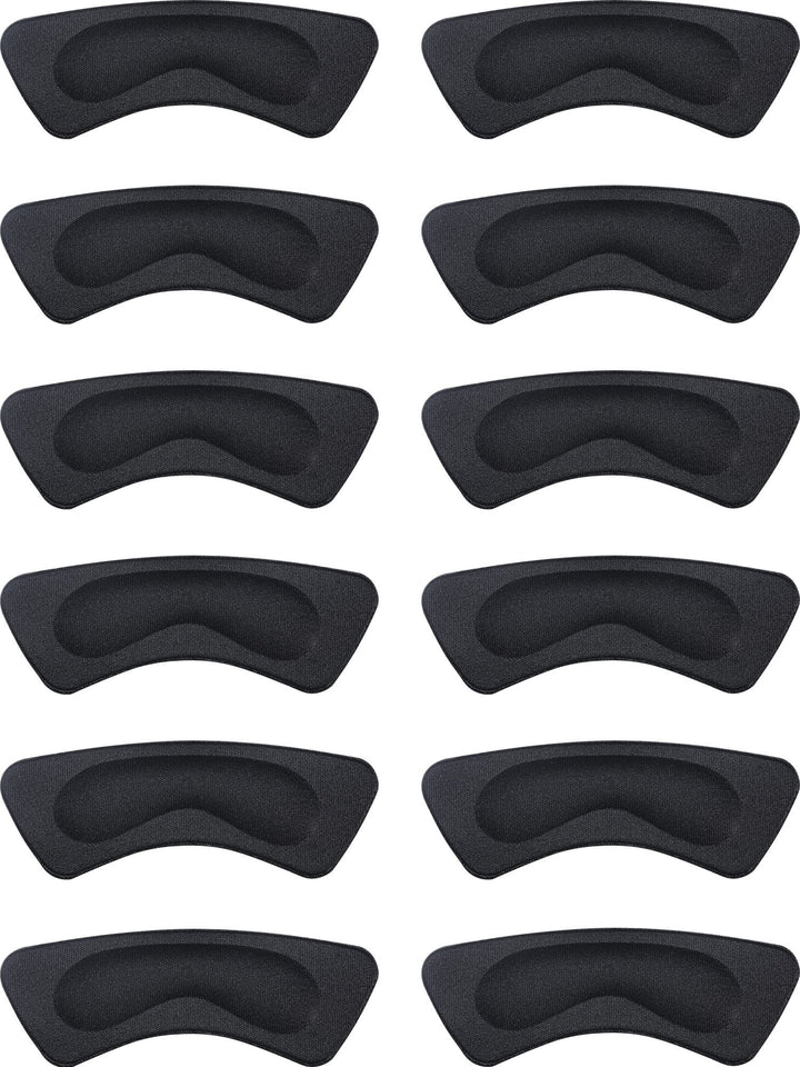 6 Pairs Heel Cushion Pads Heel Shoe Grips Liner Self-Adhesive Shoe Insoles Foot Care Protector (Black)