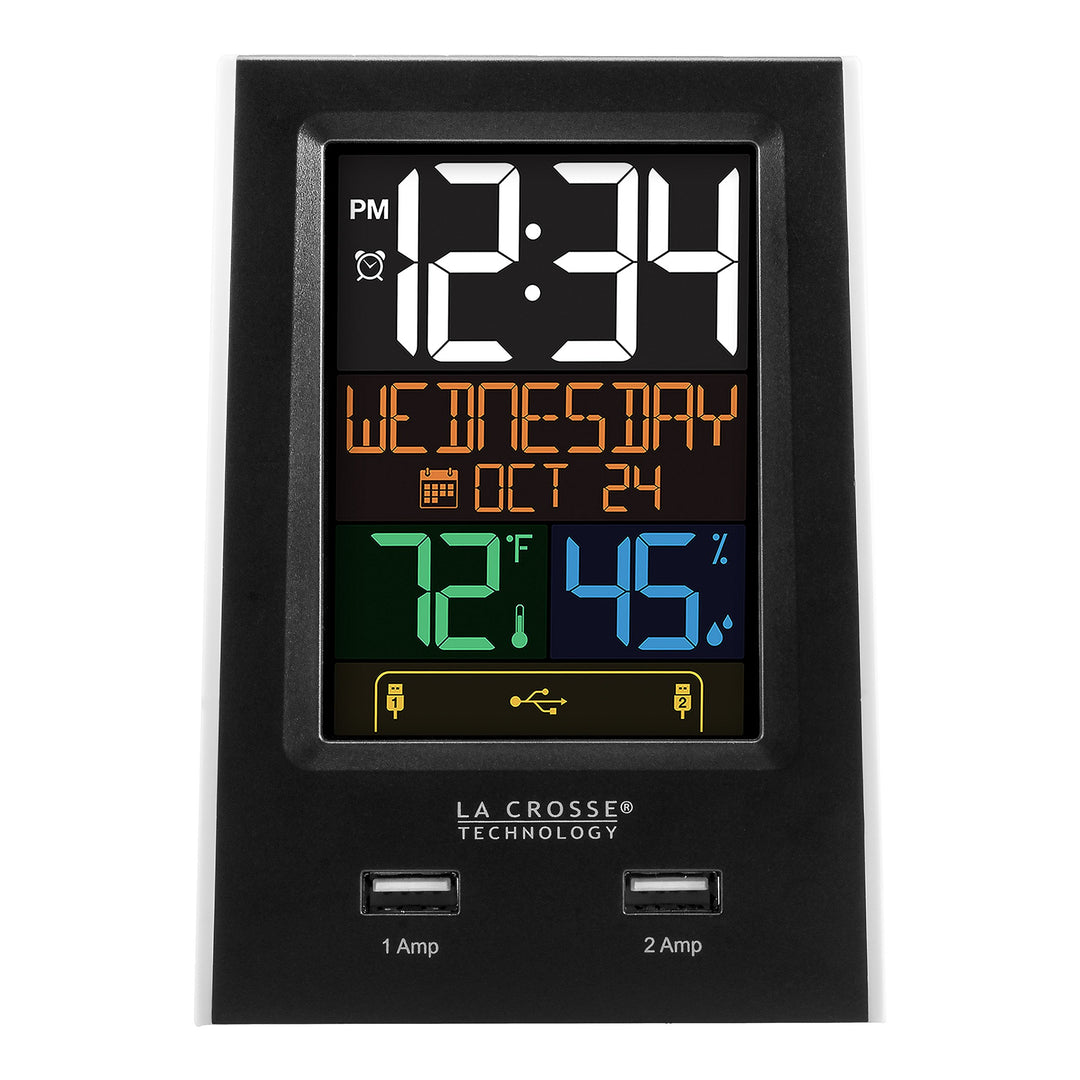 C86224 Dual USB Charging Alarm with nap Timer, 3.74 L x 2.40 W x 5.24 H, Black