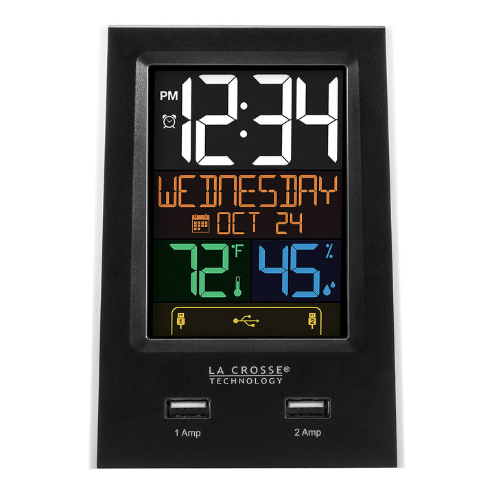C86224 Dual USB Charging Alarm with nap Timer, 3.74 L x 2.40 W x 5.24 H, Black
