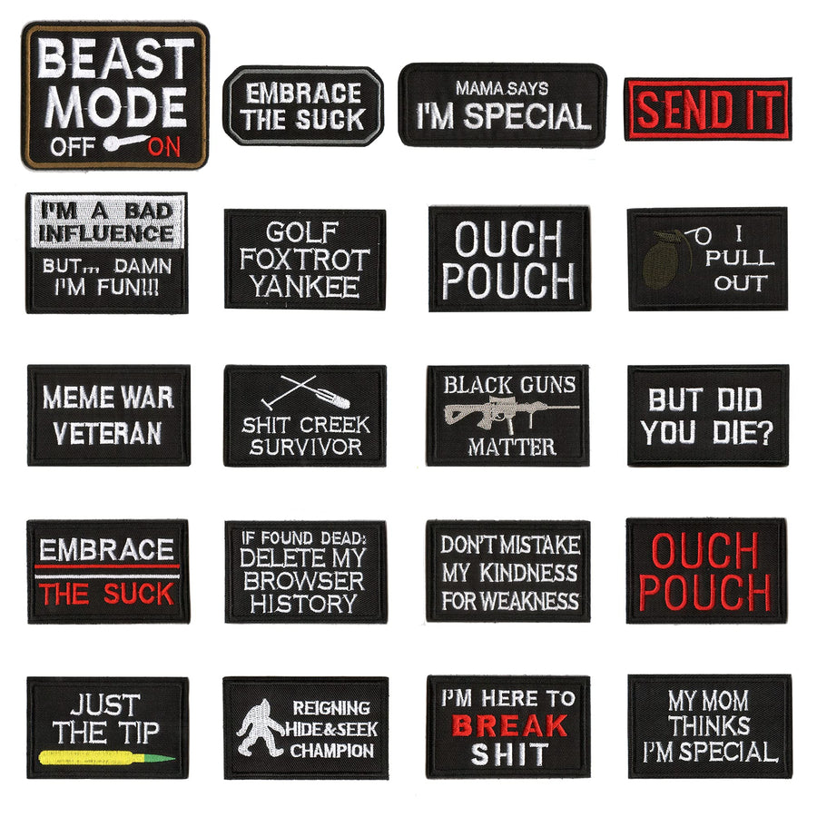 20 Pieces Funny Tactical Military Morale Patch Full Embroidery Patch Set for Caps,Bags,Backpacks,Clothes,Vest,Military Uniforms,Tactical Gears Etc. (Navy)