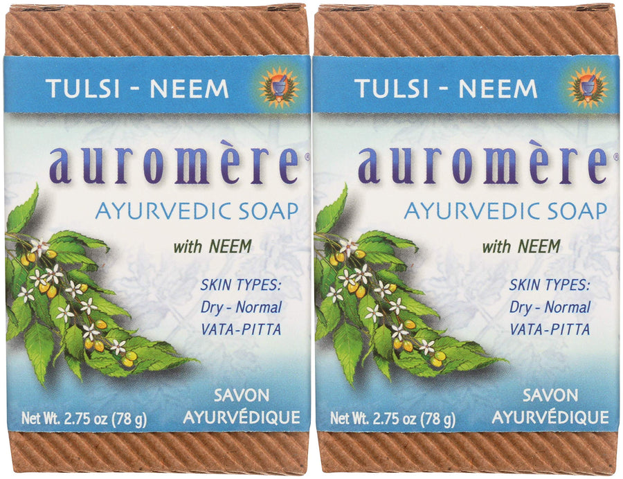 Ayurvedic Tulsi Neem Bar Soap - 2.75 Oz, Pack of 2 (image may vary)