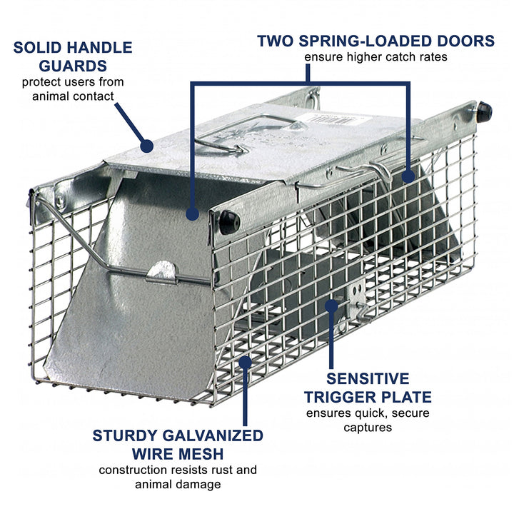 Havahart 1025 Small 2-Door Humane Catch and Release Live Animal Trap for Squirrels, Chipmunks, Rats, Weasels, and Small Animals