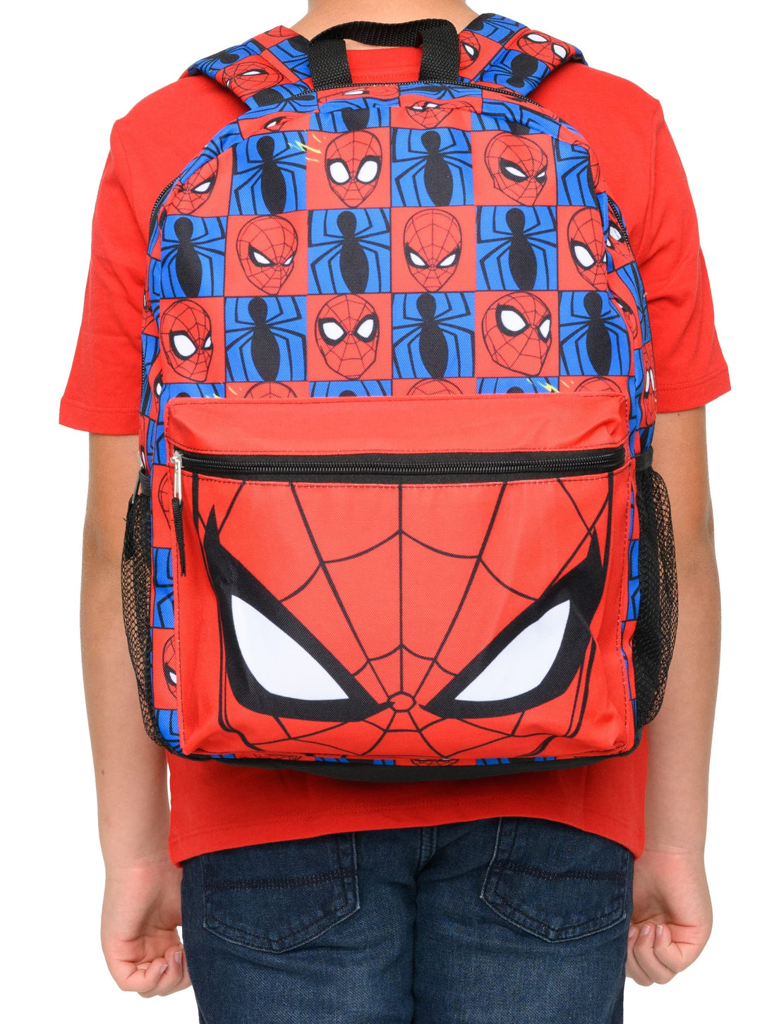 Spider-Man 16 Backpack Cargo Bag All Over Print Side Mesh Pockets Red