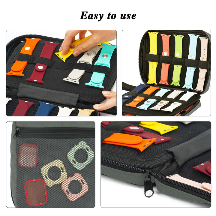 20 Watch Bands Storage Carrying Case Compatible with Watches,Expandable Watch Band Holder Stores 20 Watch Bands Fit for Most Sizes of Watch Straps,Organizer for Watch Bands, Bag Only(Dark Grey)