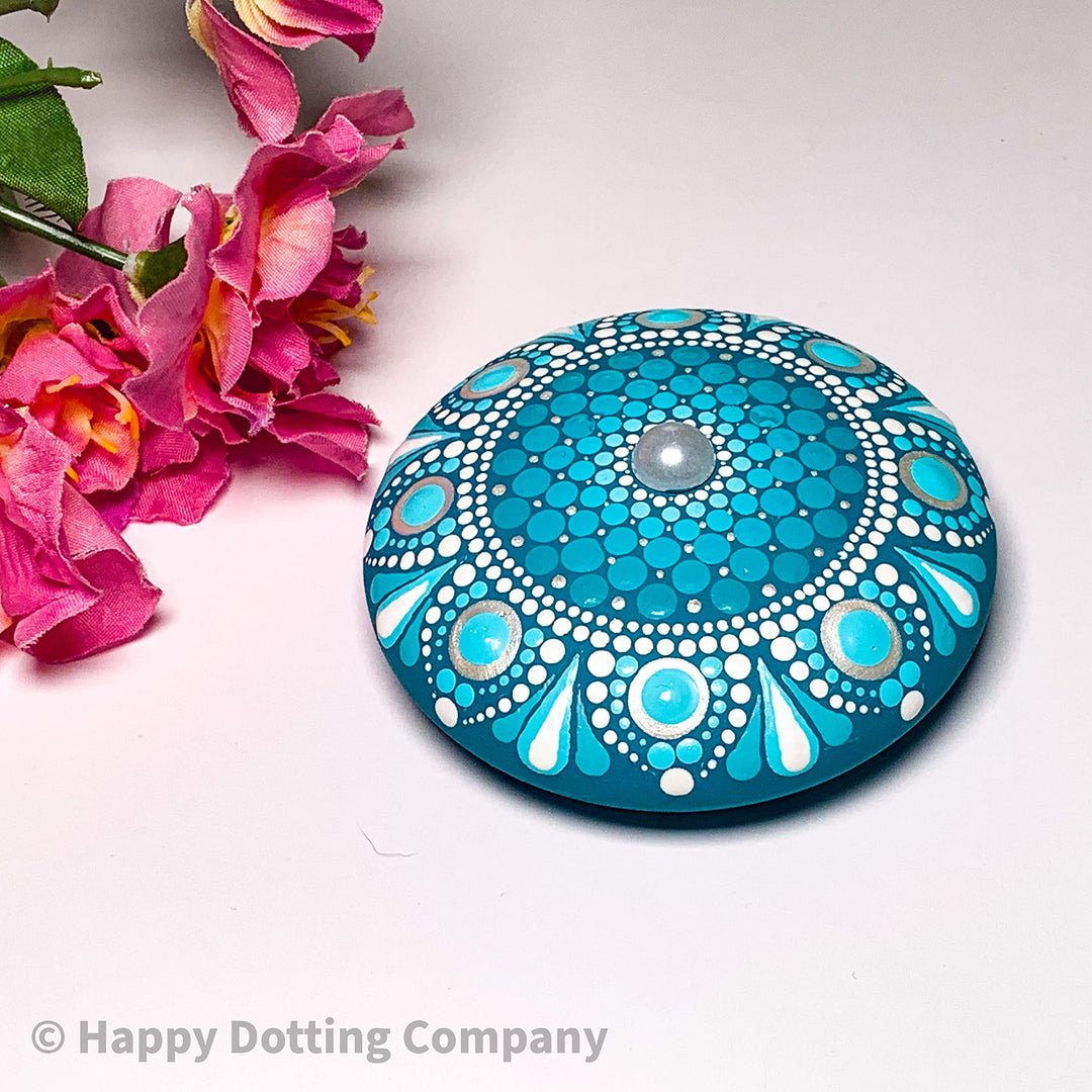 Silicone Mold for Making Art Stones – Design #3 - Round Smooth Shape with inbuilt Centre dot is Ideal for Rock Painting Art, Mandala Crafts and Dotting – - Cement Gypsum Casting