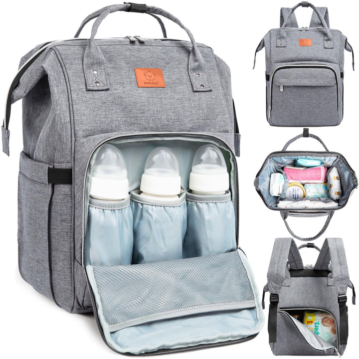 Baby Diaper Bag Backpack - Baby Bag for Boys, Girls, Waterproof Multi Function Baby Backpack, Large Diaper Bags for Baby Girl, Baby Boy, Travel Diaper Bag with Changing Pad (Classic Gray)