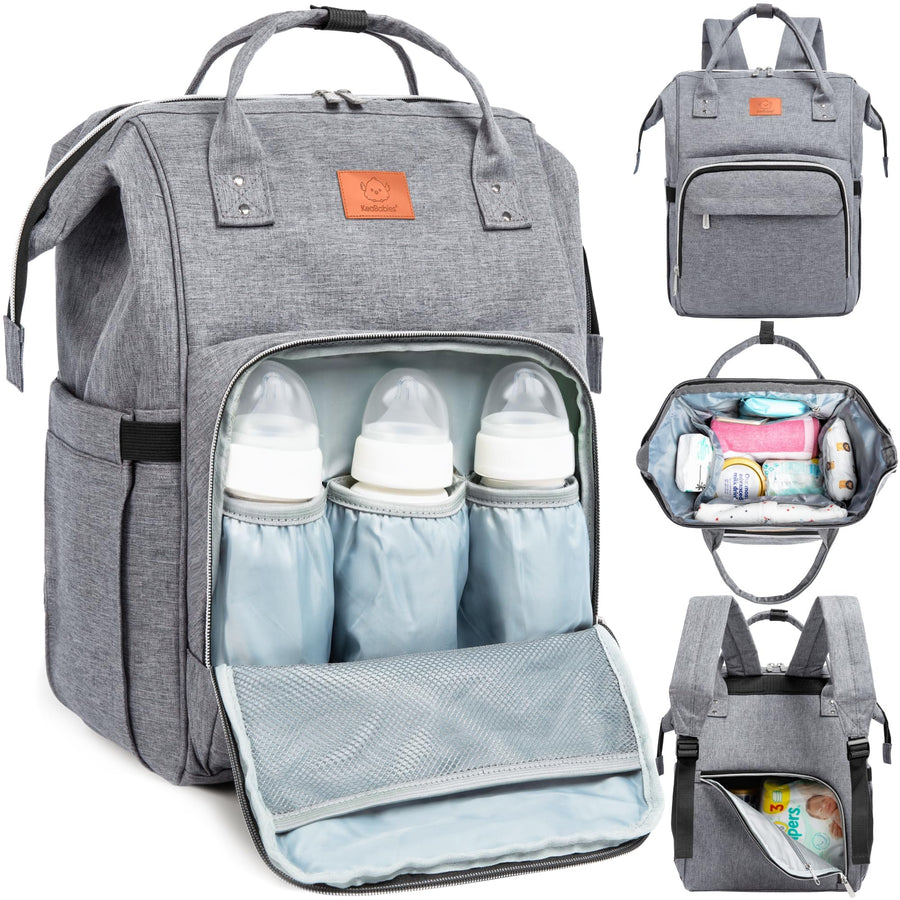 Baby Diaper Bag Backpack - Baby Bag for Boys, Girls, Waterproof Multi Function Baby Backpack, Large Diaper Bags for Baby Girl, Baby Boy, Travel Diaper Bag with Changing Pad (Classic Gray)