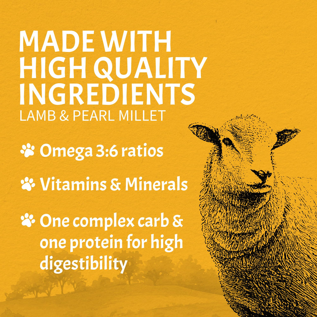 - Open Meadow: Lamb & Pearl Millet Alkaline Dry Dog Food, Limited Ingredients, Gluten-Free, Based on Science & Research, Veterinary Alternative Diet (22 Pound Bag)
