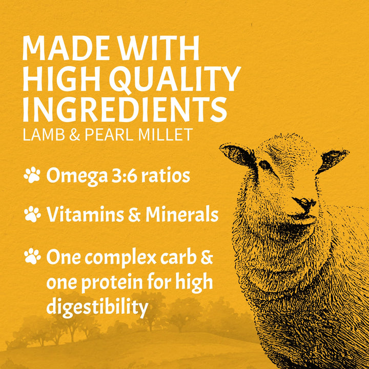 - Open Meadow: Lamb & Pearl Millet Alkaline Dry Dog Food, Limited Ingredients, Gluten-Free, Based on Science & Research, Veterinary Alternative Diet (22 Pound Bag)