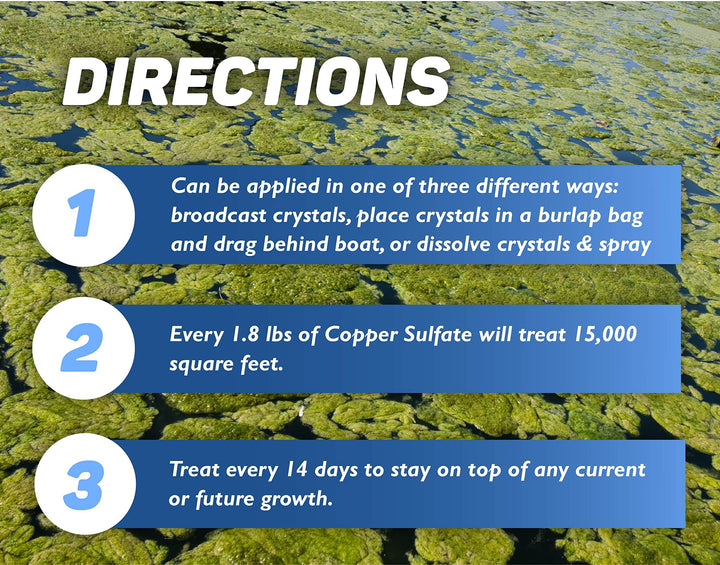Copper Sulfate Algaecide - Granular Aquatic Grade Copper Sulfate for Pond Algae Control - 5 Pounds