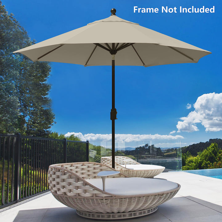 USA 9ft Replacement Covers 8 Ribs Market Patio Umbrella Canopy Cover (CANOPY ONLY) (Beige)