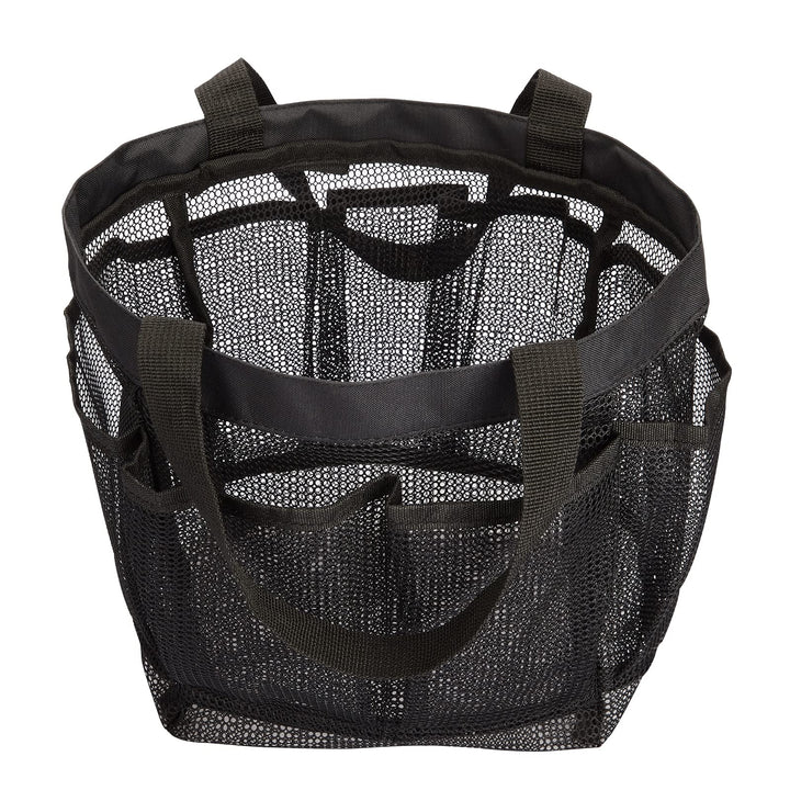 Mesh Shower Caddy Tote Bag 8 Pockets, Hanging Portable Toiletry Bag for Men and Women, College Dorm Essentials Quick Dry Bath Organizer for College Dorms, Gym, Camp (Black)