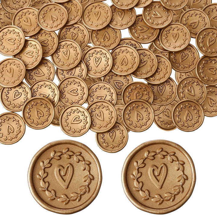 Wax Seal Stickers Envelope Seal Stickers Wedding Invitation Envelope Seals Self Adhesive Gold Stickers for Party Invitaion, Christmas, Gift Wrapping (Heart Style, 50 Pieces)