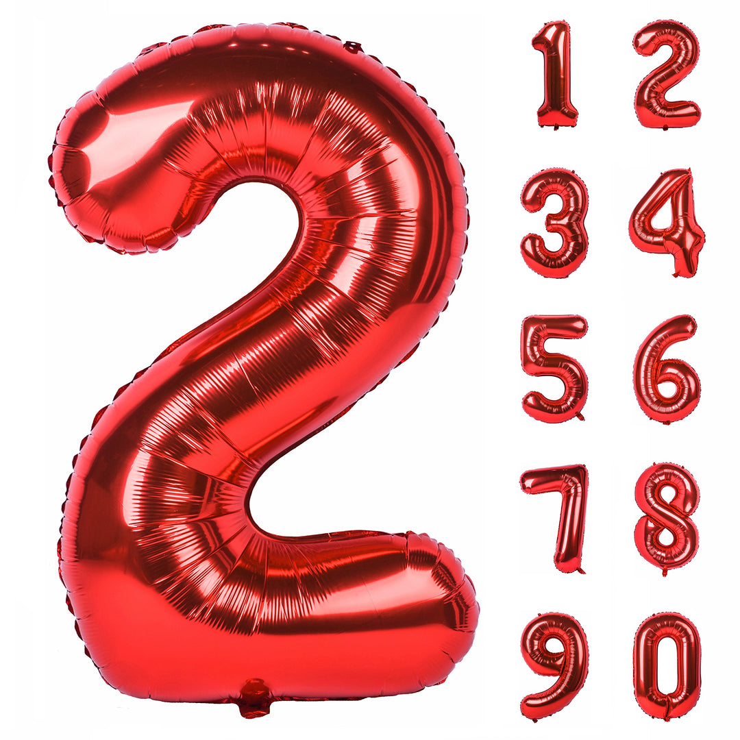 40 Inch Red Large Numbers Birthday Party Decorations Helium Foil Mylar Big Number Balloon Digital 2