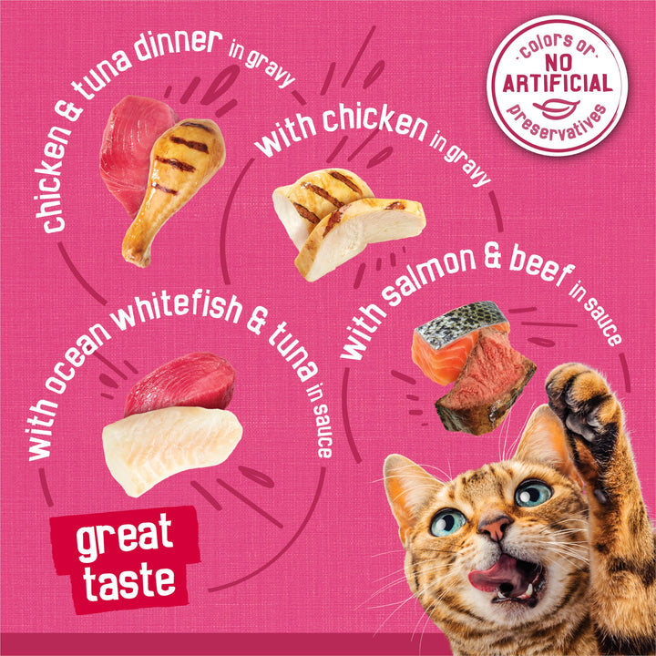 Friskies Gravy Wet Cat Food Variety Pack, Surfin’ and Turfin’ Prime Filets Favorites - (Pack of 40) 5.5 oz. Cans