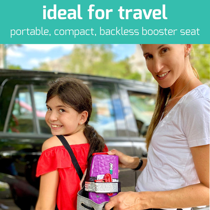 New Comfort Grab-and-go Car Booster Seat- 3X Thicker Cushion! Compact and Portable for Every Day and Carpooling, Travel, Taxis etc. Narrow and Lightweight car seat, Charcoal Grey