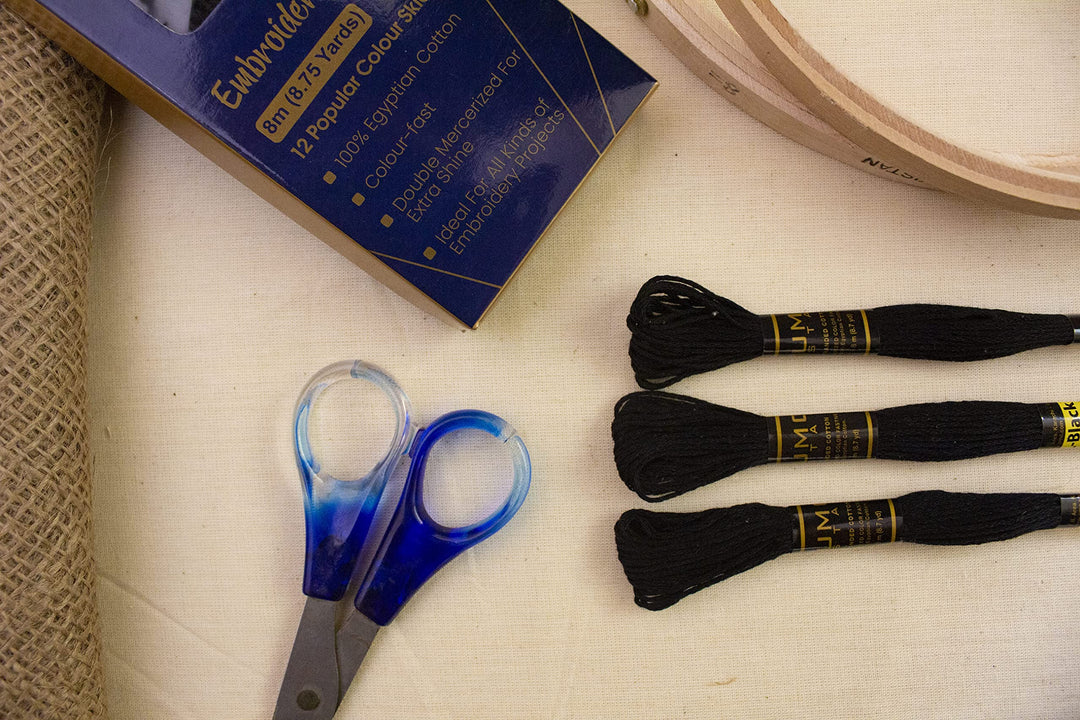 12 Pieces Black Colour Premium Embroidery Thread | 100% Egyptian Cotton Premium Skeins | Cross Stitch Embroidery Floss | Oeko TEX Certified Stranded Cotton (Black)