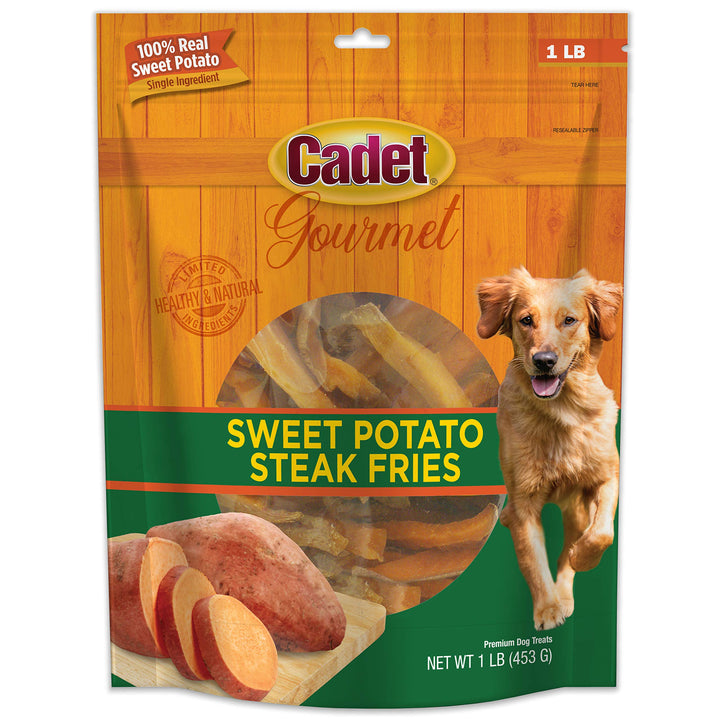 Gourmet Sweet Potato Steak Fries, Healthy Natural Chewy Dog Treats, Single-Ingredient, for Small & Large Dogs, 1 Pound