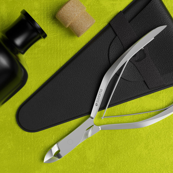 Manipro Professional Cuticle Nail Nipper Cutter with Leather Case, Polished Steel, 3.2 Ounce