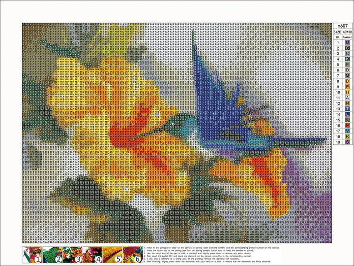 Hummingbird Diamond Art Painting Kits, Bluebird Diamond Art Painting Kits Full Round Drill Flowers Diamond Art Painting by Number Kits for Adults Diamond Art Hummingbirds 12X16 Inch/30x40 cm
