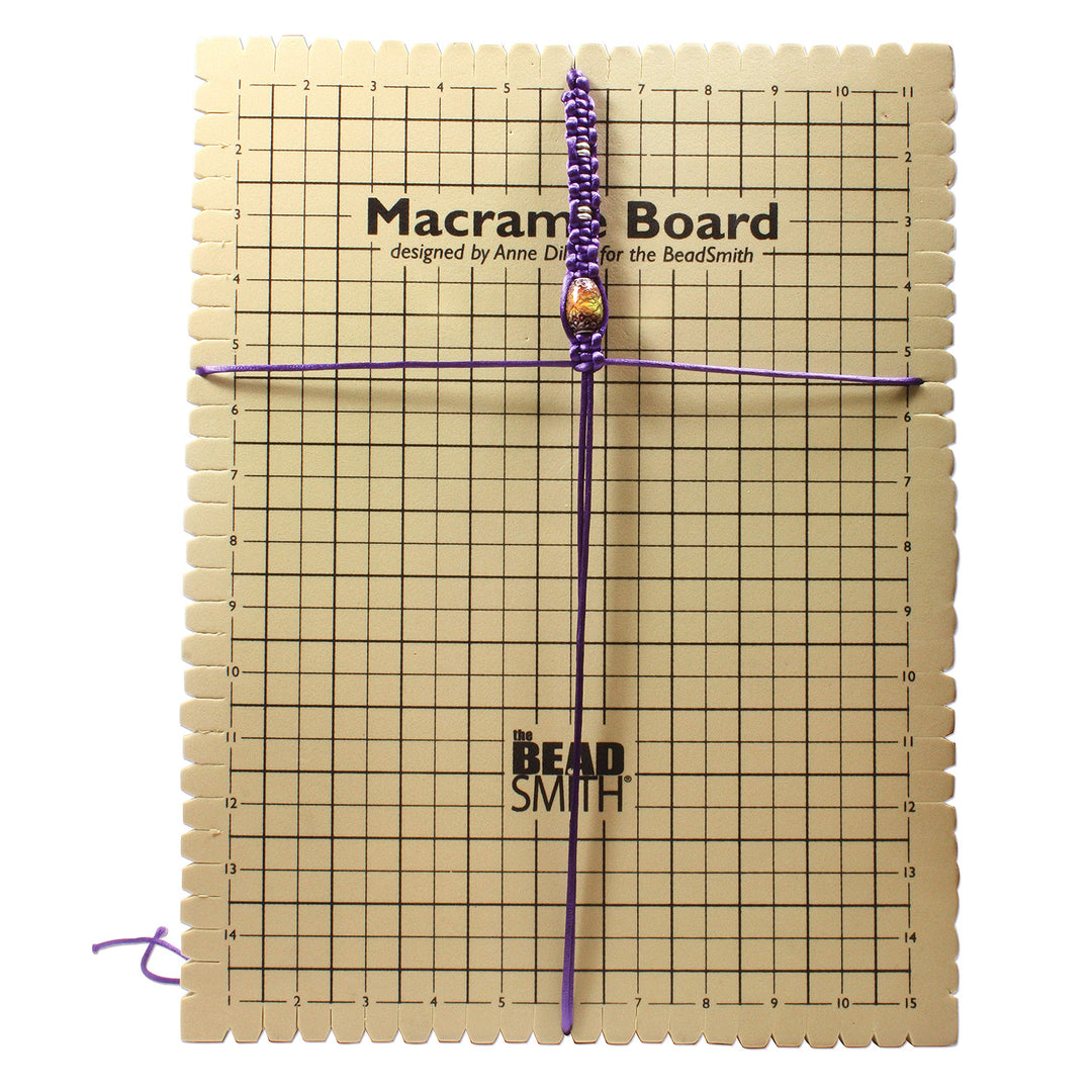 Macrame Board, 11.5 x 15.5 inches, 0.5-inch-Thick Foam, 10x14 Grid for Measuring, Bracelet Project with Instructions Included, Create Macrame and Knotting Creations