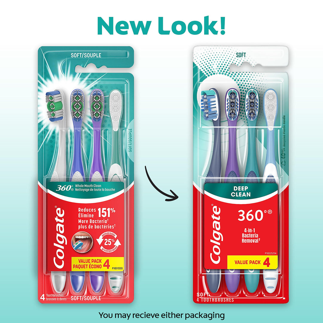360 Adult Full Head Soft Toothbrush (4 Count)