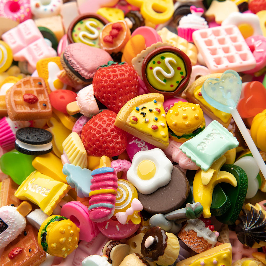 Slime Charms Food Cute Set - Mixed Lot Assorted Food Resin Flatback Cute Sets for DIY Crafts Making,Decorations,Scrapbooking,Embellishments,Hair Clip 25pcs