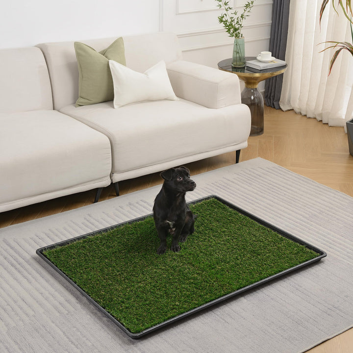 Dog Grass Pee Pads for Dogs with Tray | Extra Large 45×34 in | 2× Dog Artificial Grass Pads Replacement| Rapid Drainage | 2 Training Pads | Indoor Dog Litter Box