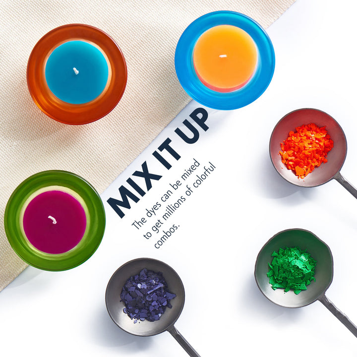 Candle Dyes for Soy Candle Making - Wax olor Dye Color Chips for Soy Wax - 16 Popular Colors Wax Dye Flakes