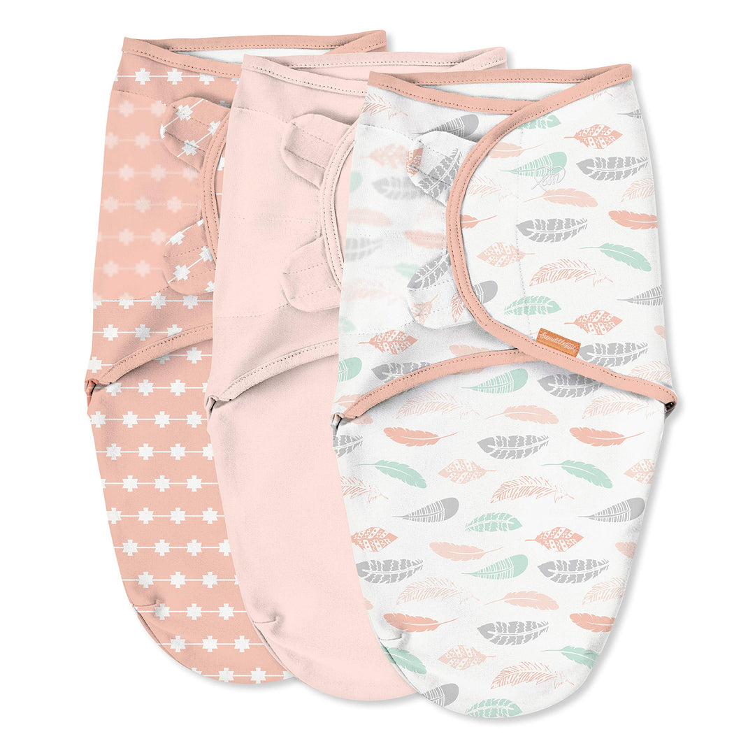 by Ingenuity Original Swaddle, 100% Cotton, Improves Sleep & Calms Startle Reflex, 0-3 Months, 3-Pack - Coral Days