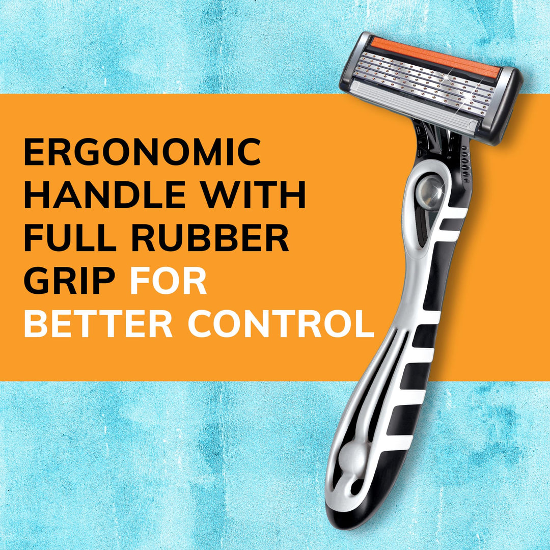 Flex 5 Disposable Razors for Men, Long-Lasting 5-Blade Razors For a Smooth and Comfortable Face Razor Shave, Shaving Razors, 6 Count (Pack of 1)