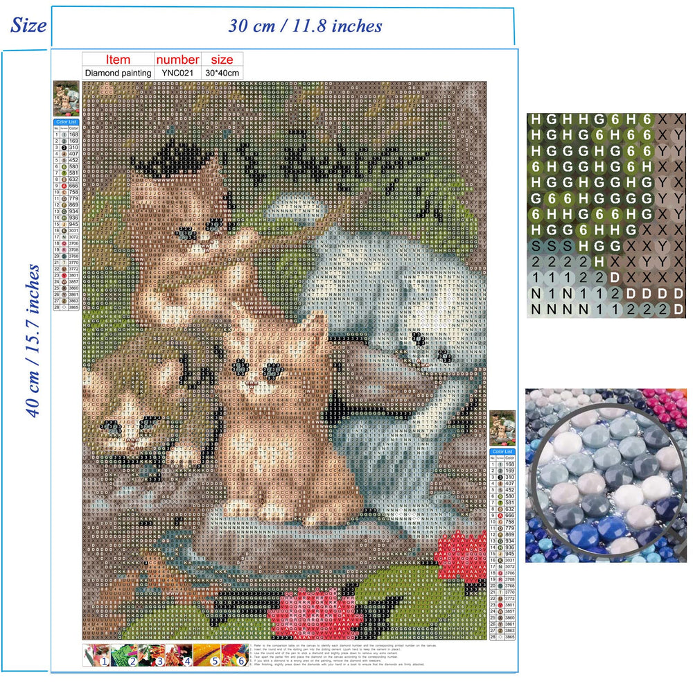 Diamond Art Painting Cat- Full Drill Diamond Mosaic Painting Kits,5d Diamond Art,Gem Art for Adults Wall Home Decor -(YNC-021)
