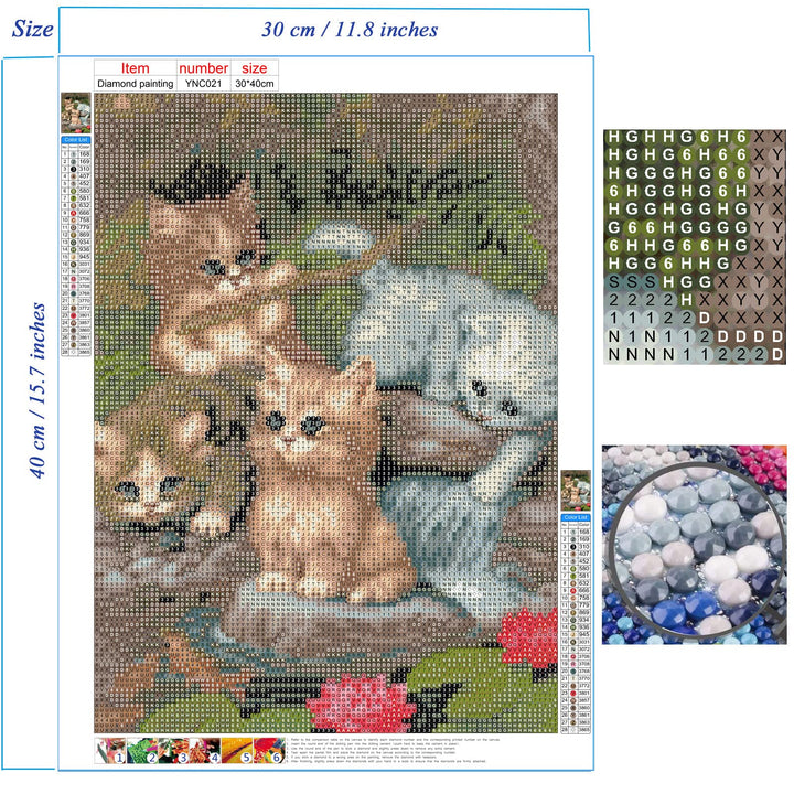Diamond Art Painting Cat- Full Drill Diamond Mosaic Painting Kits,5d Diamond Art,Gem Art for Adults Wall Home Decor -(YNC-021)