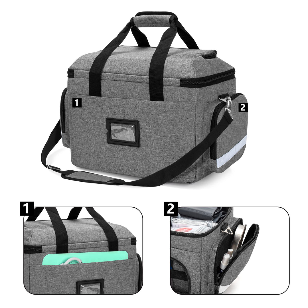 Medical Trauma Bag, First Aid Bags Empty Medical Bag with Detachable Dividers, Ideal for Nurse, Physical Therapists, Doctors, Gray (BAG ONLY)