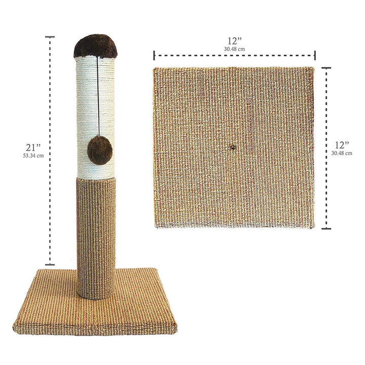 Super Catnip Cat Scratching Post, Sisal and Carpet Scratching Post Brown 21 Inches Tall - Brown