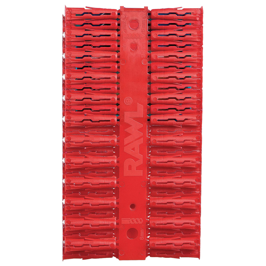 RAWLPLUG® Rawl® Uno Universal Plastic Drywall Anchors 1/4, Drywall, Hollow Wall and Solid Materials, Set of 288 Anchors on a Clip Card (3x96 Anchors)