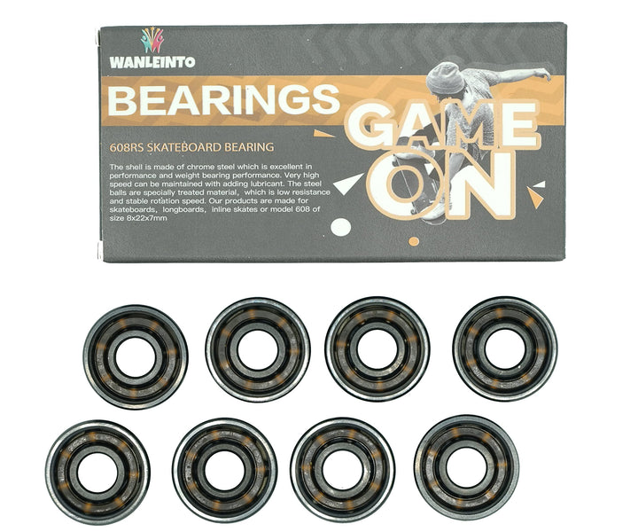 8 PCS Skateboard Bearings 608RS ABEC 11 High Speed Long Lasting Silky Smooth High Load Bearings for Skateboard Longboard Inline Roller Skates Speed Skate