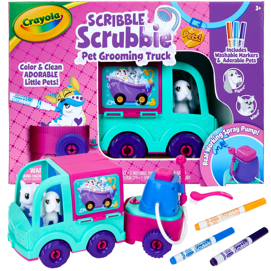 Scribble Scrubbie Pets Grooming Truck (10 Pcs), Toy Pet Playset, Kids Pet Care Toy, Gift for Girls & Boys, Ages 3+