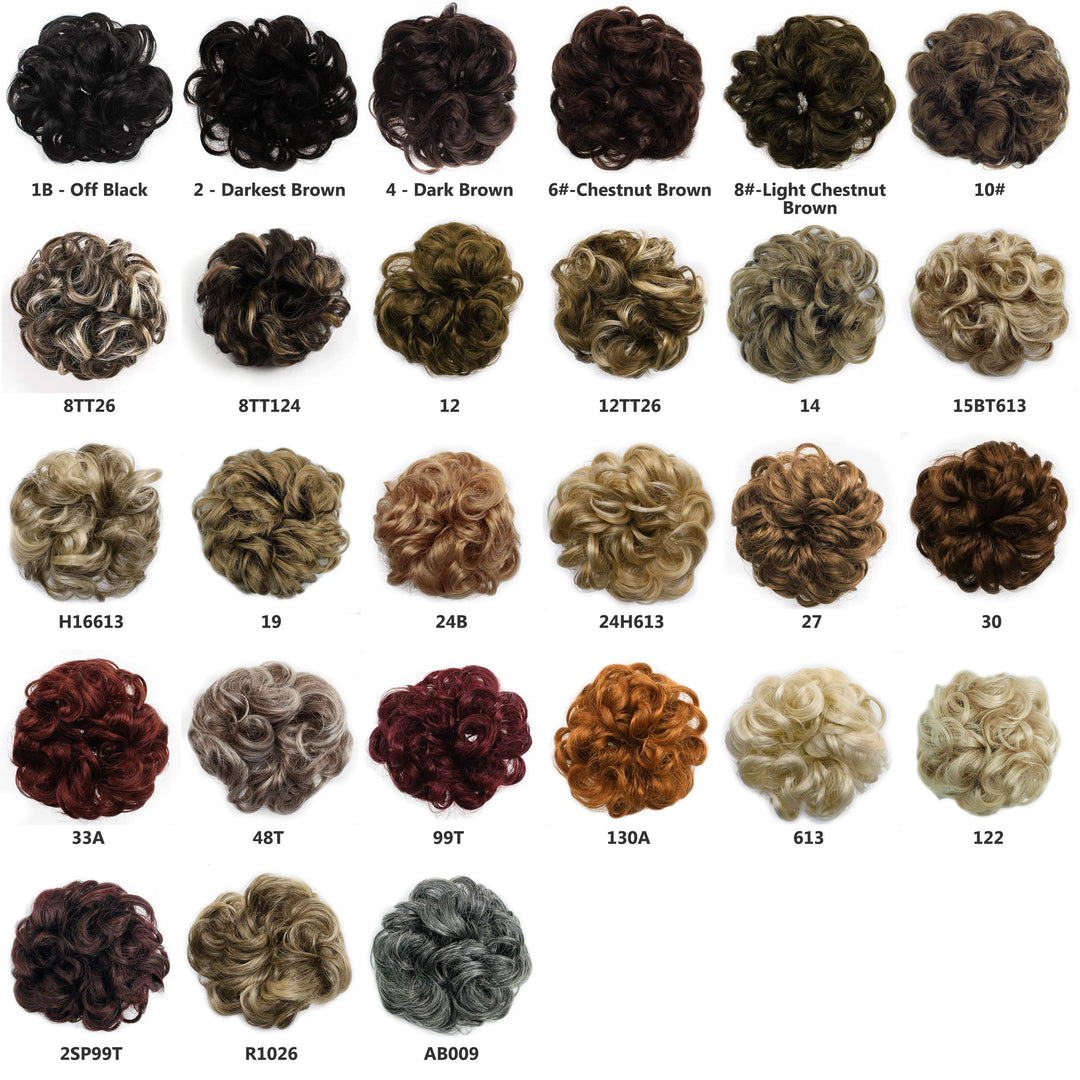H16613 : Ladies Synthetic Wavy Curly or Messy Dish Hair Bun Extension Hairpiece Scrunchie Chignon Tray Ponytail (H16613)