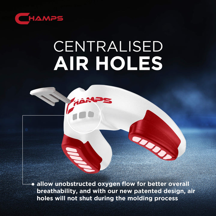 Champs Breathable Mouthguard for Boxing, Jiu Jitsu, MMA, Muay Thai, Sports, and Wrestling. Easy Fit Boxing Mouthguard Super Tough MMA Mouthguard. Combat Sports Mouthpiece (White, Ages 10 and Above)