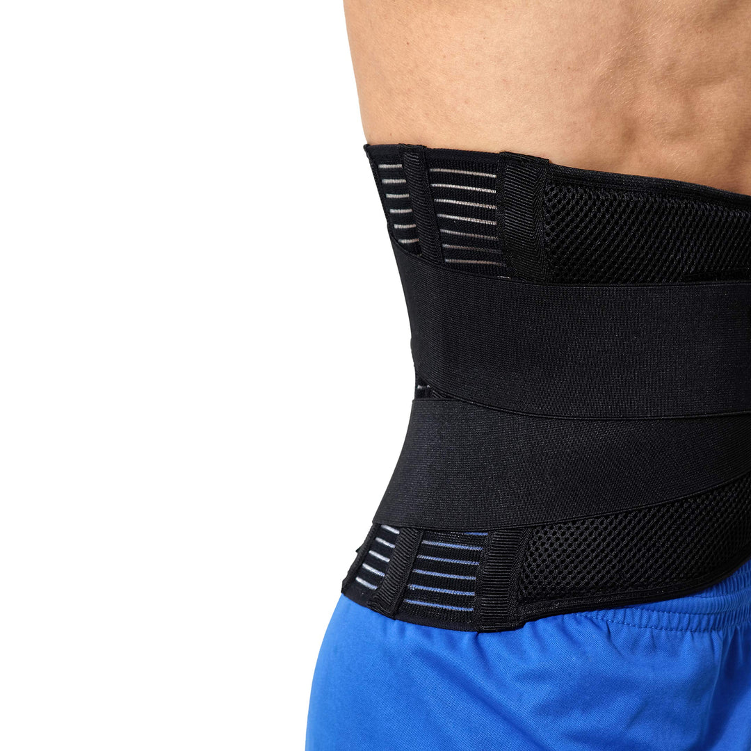 Adjustable Compression Wide Back Brace Lumbar Support Belt (Charcoal, Size XL)