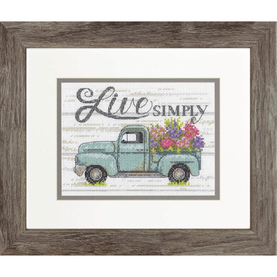 Flower Truck Counted Cross Stitch Kit for Beginners, 7 x 5, 14 Cnt. White Aida, 5 5