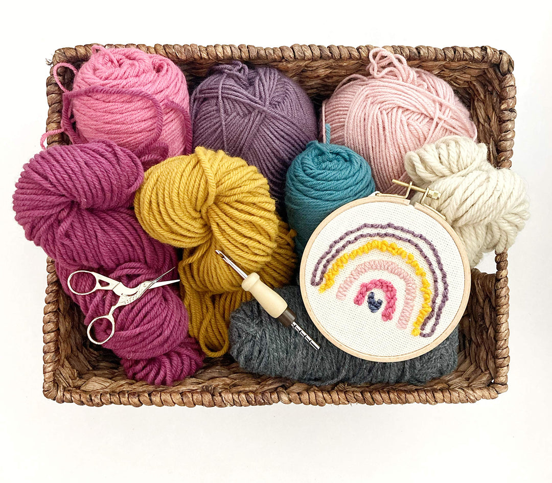 Punch Needle Mini Bundle - Includes Adjustable Punch Needle, Monk's Cloth and Instructions