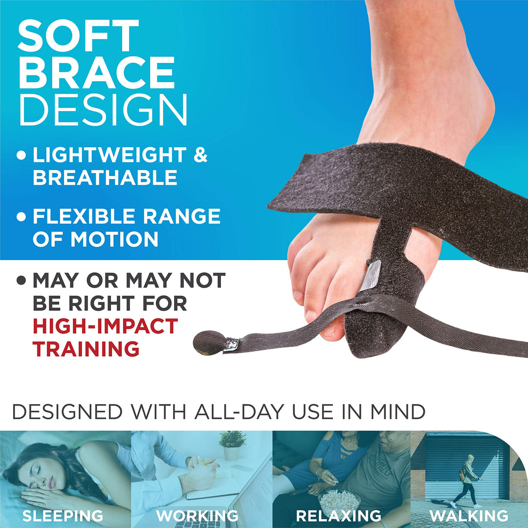 Turf Toe Brace - Soft Big Toe Taping Splint Straightener Wrap with Support Straps for Sprains and Hallux Rigidus Relief (Left Foot)