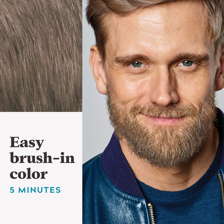 Just For Men Mustache & Beard, Beard Dye for Men with Brush Included for Easy Application, With Biotin Aloe and Coconut Oil for Healthy Facial Hair - Light Brown, M-25, Pack of 3