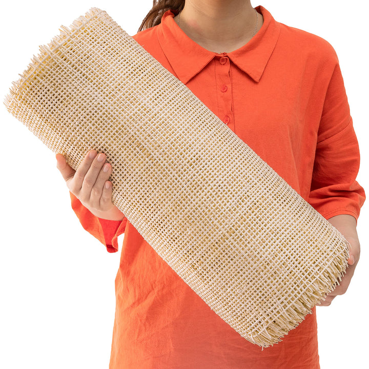 24 Width Square Rattan Cane Webbing Roll 5 Feet for Caning Projects Fine Radio Net Mesh Pre Woven Open Mesh Cane Webbing Sheet Natural Rattan Cane Webbing Roll Cabinet Chair (5 Feet)